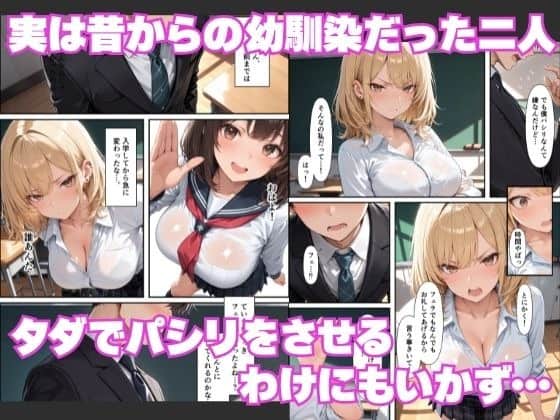 金髪ギャルが幼馴染の男子と教室で向き合い、昔からの関係を指摘されて頬を赤くする